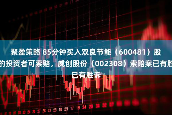 聚盈策略 85分钟买入双良节能（600481）股债的投资者可索赔，威创股份（002308）索赔案已有胜诉