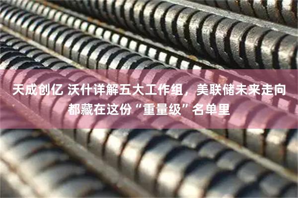 天成创亿 沃什详解五大工作组,美联储未来走向都藏在这份“重量级”名单里