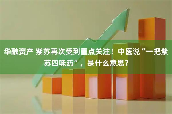 华融资产 紫苏再次受到重点关注!中医说“一把紫苏四味药”,是什么意思?