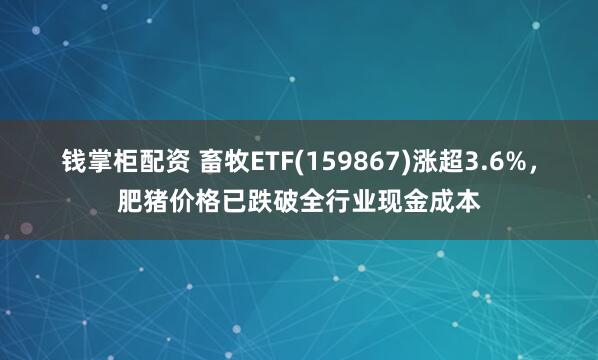 钱掌柜配资 畜牧ETF(159867)涨超3.6%，肥猪价格已跌破全行业现金成本