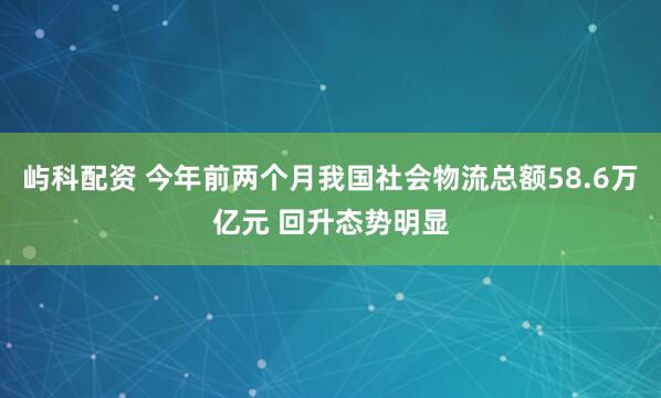 屿科配资 今年前两个月我国社会物流总额58.6万亿元 回升态势明显