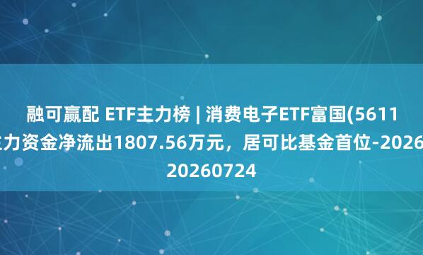融可赢配 ETF主力榜 | 消费电子ETF富国(561100)主力资金净流出1807.56万元，居可比基金首位-20260724